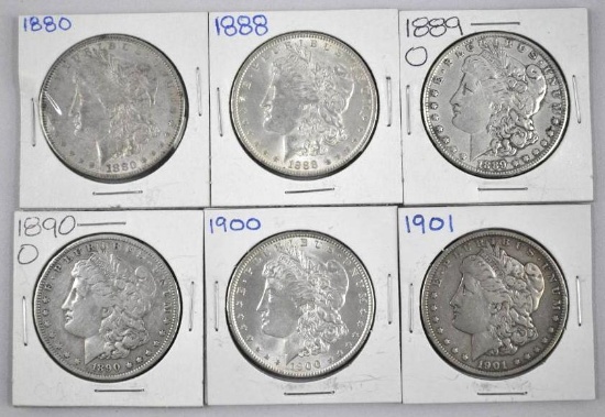 Group of (6) Morgan Silver Dollars.