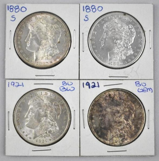 Group of (4) Morgan Silver Dollars.