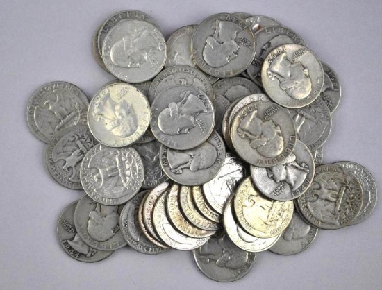 Group of (50) Washington Silver Quarters.
