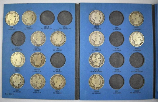 Group of (19) Barber Silver Half Dollars in Whitman Folder 1904-1915.