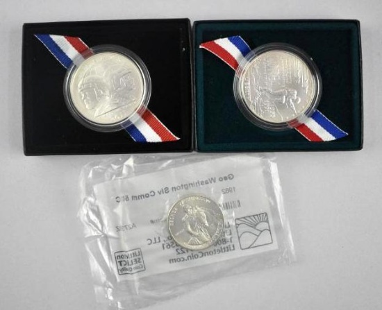 Group of (3) U.S. Mint Silver Commemorative Collector Coins.