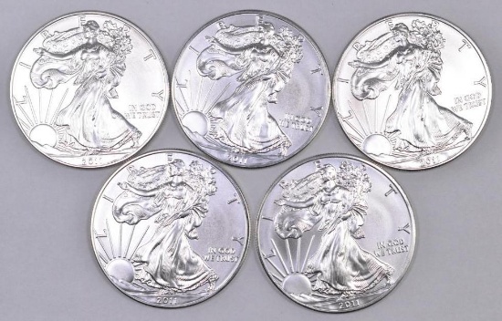 Group of (5) 2011 American Silver Eagle 1oz.