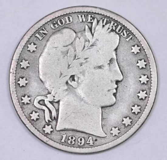 1894 P Barber Silver Half Dollar.