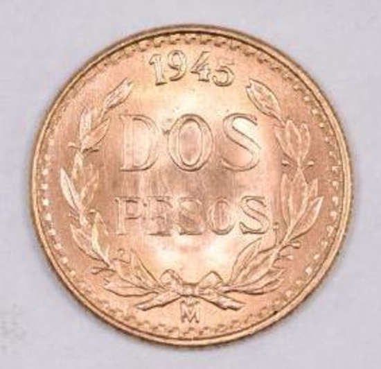 1945 Mexico 2 Pesos Gold.