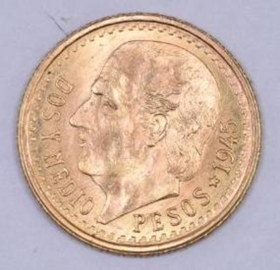1945 Mexico 2.5 Pesos Gold.