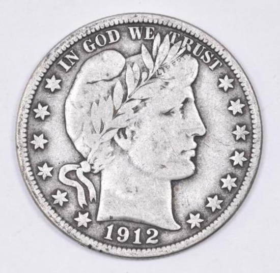 1912 S Barber Silver Half Dollar.