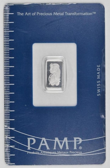 PAMP Suisse 1 Gram .9995 Fine Palladium Ingot / Bar.