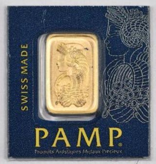 PAMP Suisse 1 Gram .9999 Fine Gold Ingot Bar.