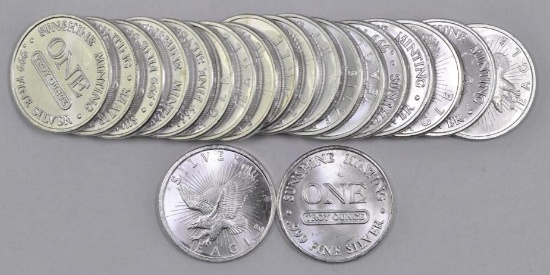 Group Of (20) Sunshine Minting 1oz. .999 Fine Silver Rounds.