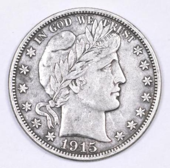 1915 D Barber Silver Half Dollar.