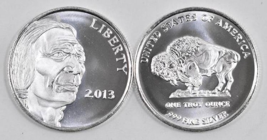 Group of (2) 2013 Indian / Buffalo 1oz. .999 Fine Silver Round.