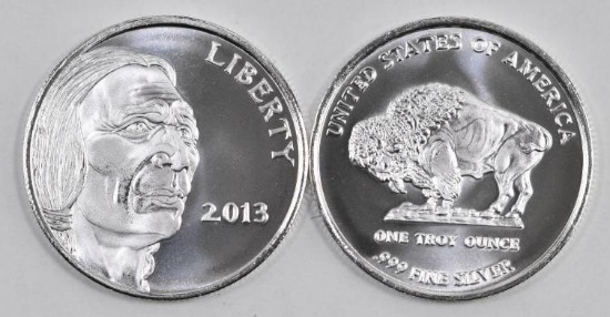 Group of (2) 2013 Indian / Buffalo 1oz. .999 Fine Silver Round.