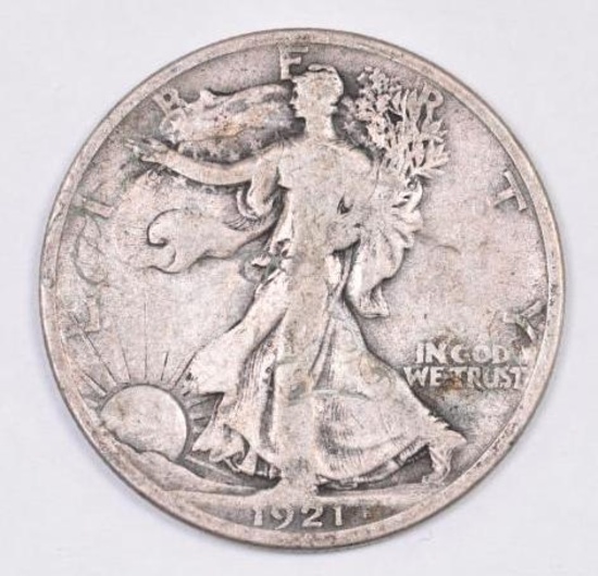 1921 D Walking Liberty Silver Half Dollar.
