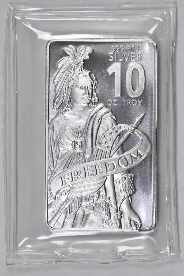 Freedom Design 10oz. .999 Fine Silver Ingot / Bar.