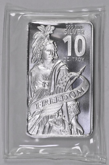 Freedom Design 10oz. .999 Fine Silver Ingot / Bar.