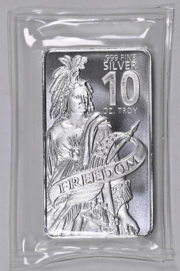 Freedom Design 10oz. .999 Fine Silver Ingot / Bar.
