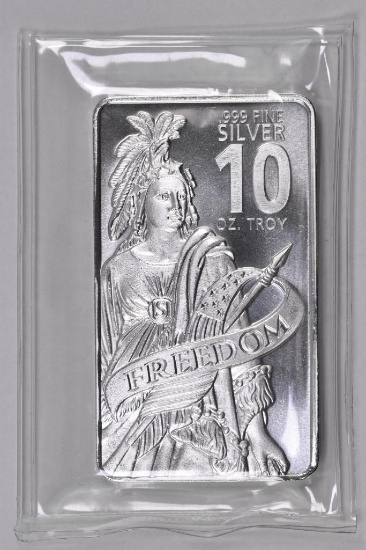 Freedom Design 10oz. .999 Fine Silver Ingot / Bar.