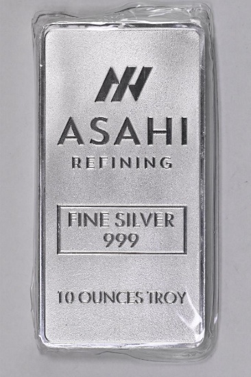 Asahi Refining 10oz. .999 Fine Silver Ingot / Bar.