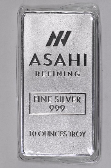 Asahi Refining 10oz. .999 Fine Silver Ingot / Bar.