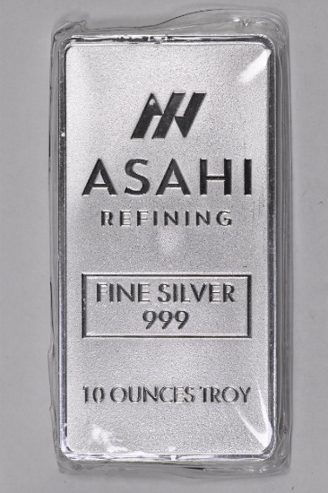 Asahi Refining 10oz. .999 Fine Silver Ingot / Bar.