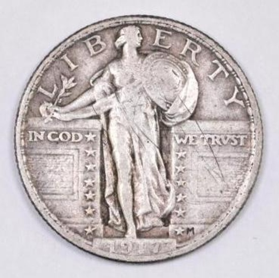 1917 P Ty.2 Standing Liberty Silver Quarter.
