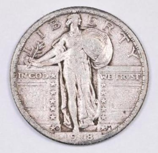1918 D Standing Liberty Silver Quarter.