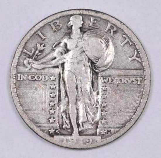 1919 S Standing Liberty Silver Quarter.