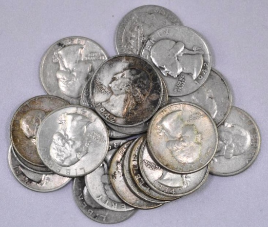 Group of (20) Washington Silver Quarters.