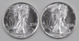 Group of (2) 1991 American Silver Eagles.