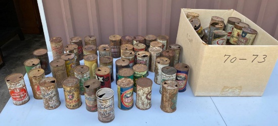 Group of 50+ vintage steel sided beer cans