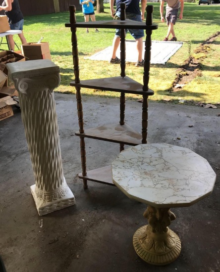 Group of three shelves pedestals