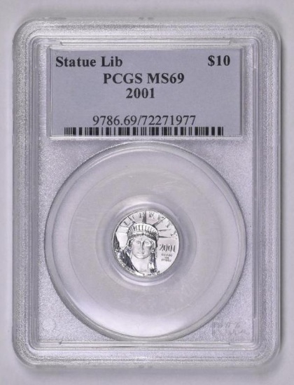 2001 $10 American Platinum Eagle 1/10thoz. (PCGS) MS69.