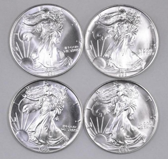 Group of (4) American Silver Eagle 1oz.