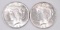 Group of (2) 1923 P Peace Silver Dollars.