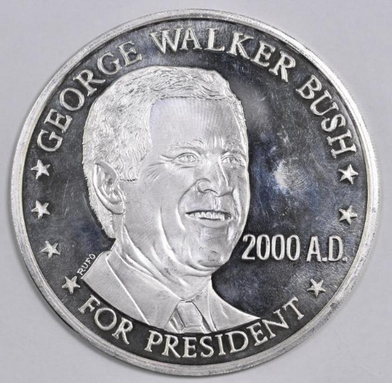 2000 Bush / Gore For President 4oz. .999 Fine Silver Round.
