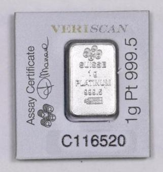 PAMP Suisse 1 Gram .9995 Fine Platinum.