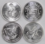 Group of (4) Engelhard Prospector .999 Fine Silver Rounds.