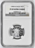 1998 W $25 American Platinum Liberty 1/4oz. (NGC) PF69 Ultra Cameo.