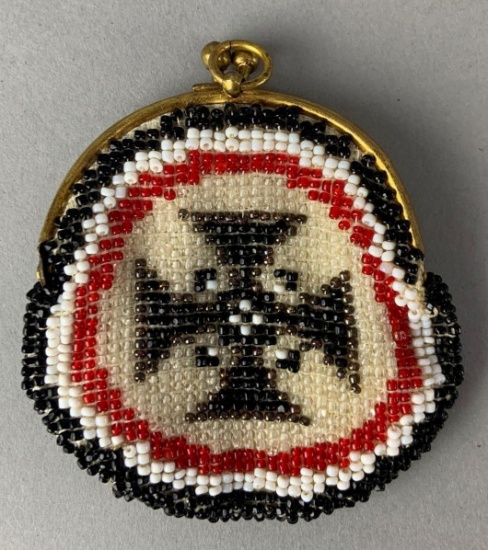 WW1 German Trench Art Beaded Coin Purse