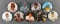 Group of 9 baseball player pin back photo buttons