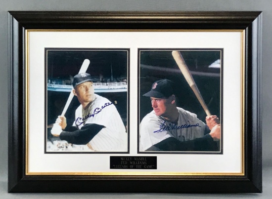 Signed Mickey Mantle and Ted Williams framed photographs