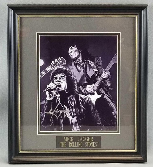 Signed framed Mick Jagger lithograph art
