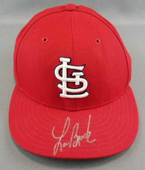 Signed Lou Brock St Louis Cardinals cap