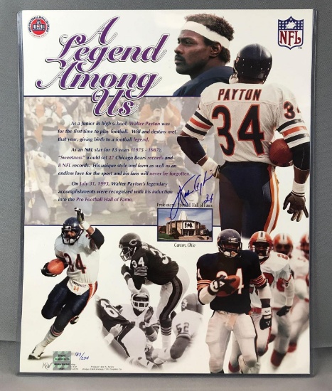 Signed Walter Payton Chicago Bears Career Photo Tribute with COA