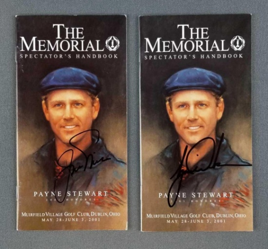 Jack Nicklaus and Tiger Woods signed spectator handbooks