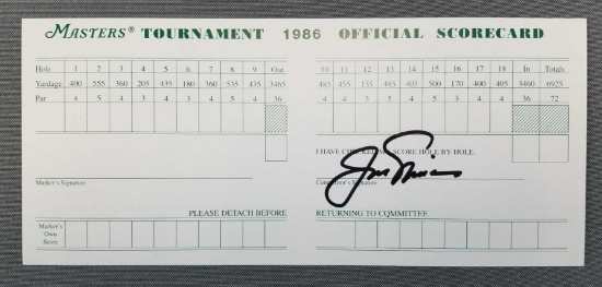 Jack Nicklaus signed 1986 Masters scorecard
