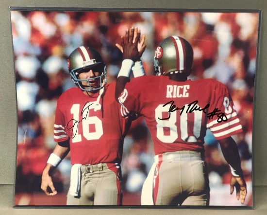 Signed Joe Montana and Jerry Rice San Francisco 49ers Photo with COA