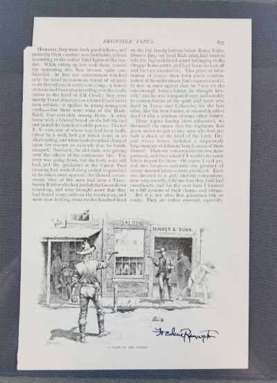 Frederick Remington signed Frontier Times magazine sketch