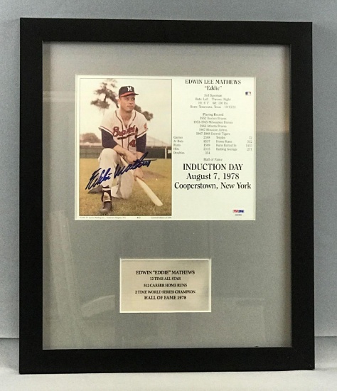 Signed Edwin Lee Mathews Boston Braves Framed Print