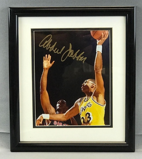 Signed Kareem Abdul Jabbar No.33 LA Lakers Framed Print with COA